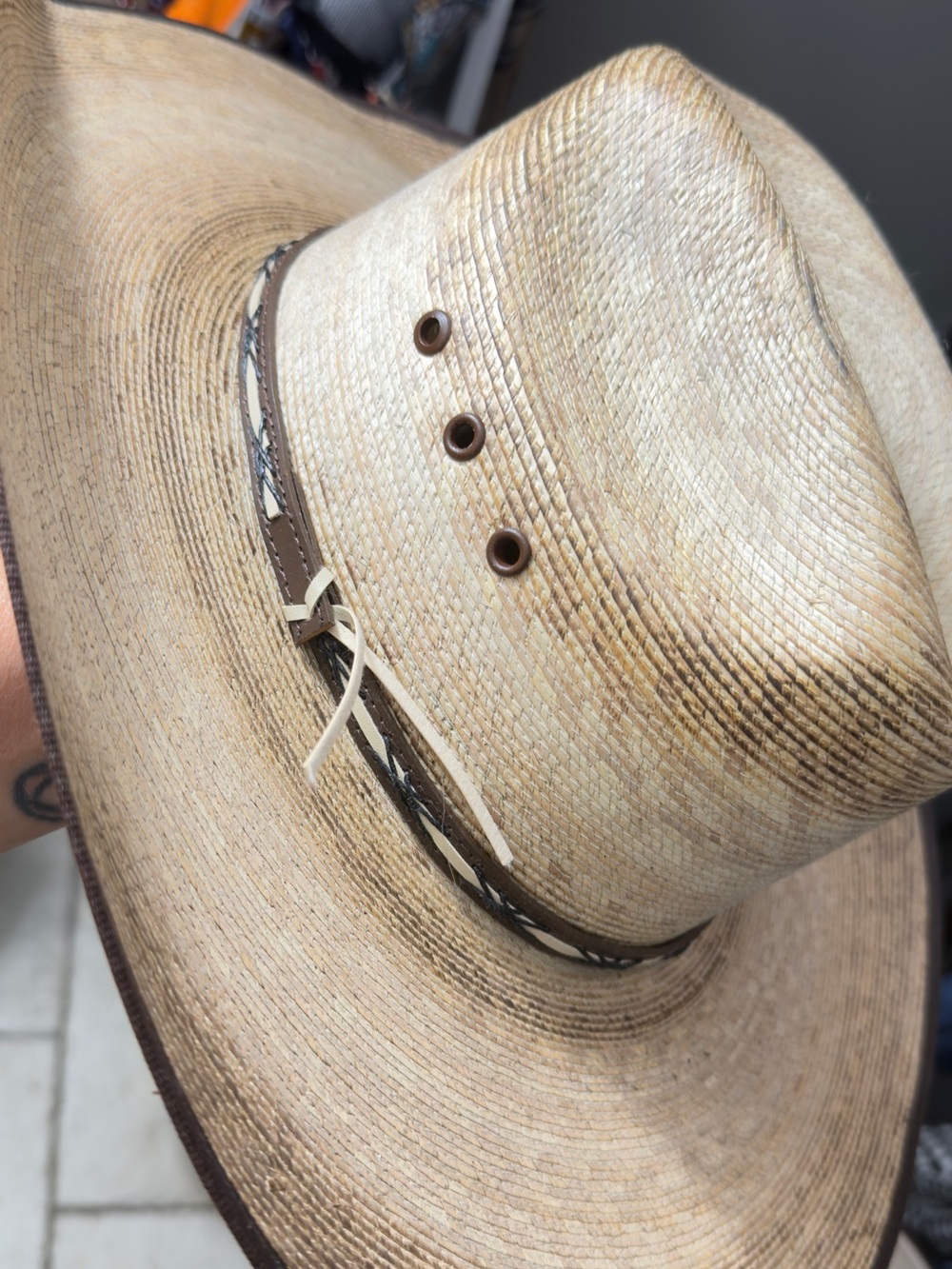 Women's Straw Western Hat in Tan with Braided Accent - Picture 2 of 9